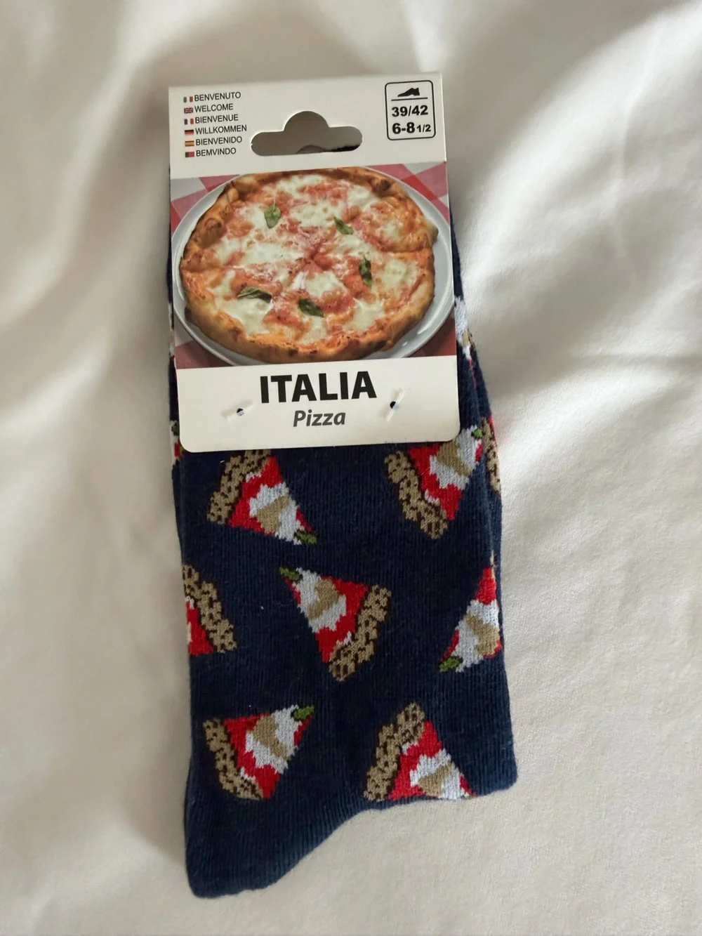 Italina Navy Pizza Slice Pattern Socks